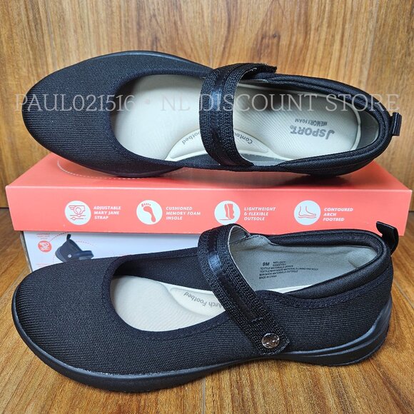 JSPORT Women's Melody Mary Jane Memory Foam Shoes, Black - Picture 1 of 4